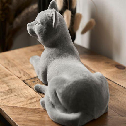 Cat Figurine - Grey Velvet - Lying-5010792476582-Bargainia.com