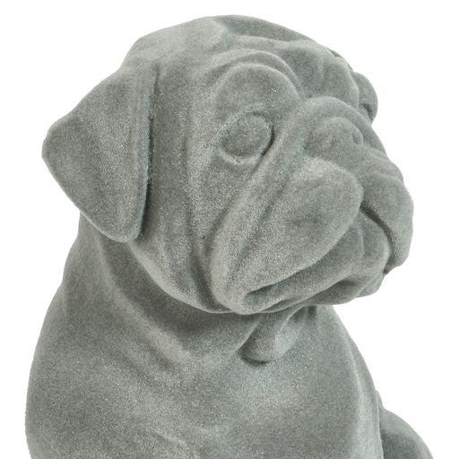 Pug Figurine - Grey Velvet - Sitting-5010792476537-Bargainia.com