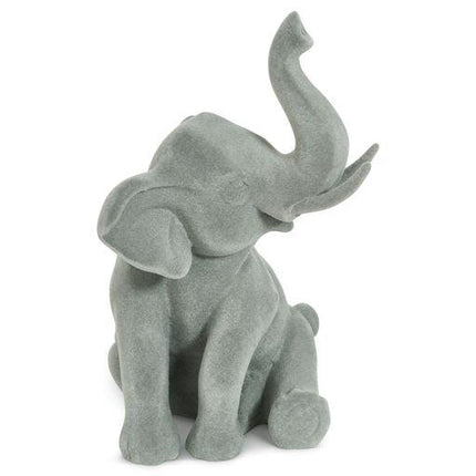 Elephant Figurine - Grey Velvet - Sitting-5010792476599-Bargainia.com