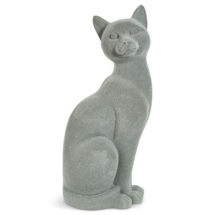 Cat Figurine - Grey Velvet - Sitting-5010792476575-Bargainia.com