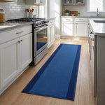 Texas Navy Border Stair Runner, Hessian Backed Blue Hallway Carpet Runner, 60cm Wide, 9mm Low Pile, Custom Lengths