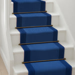 Texas Navy Border Stair Runner, Hessian Backed Blue Hallway Carpet Runner, 60cm Wide, 9mm Low Pile, Custom Lengths