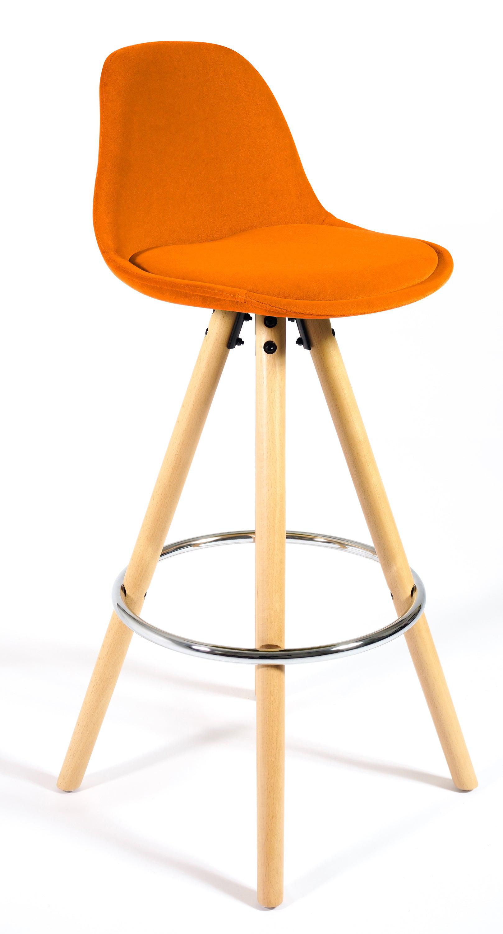 Barcelona Bar Stools Matte Velvet - Terracotta Orange Clearance