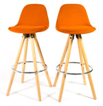 Barcelona Bar Stools Matte Velvet - Terracotta Orange Clearance Set of 2