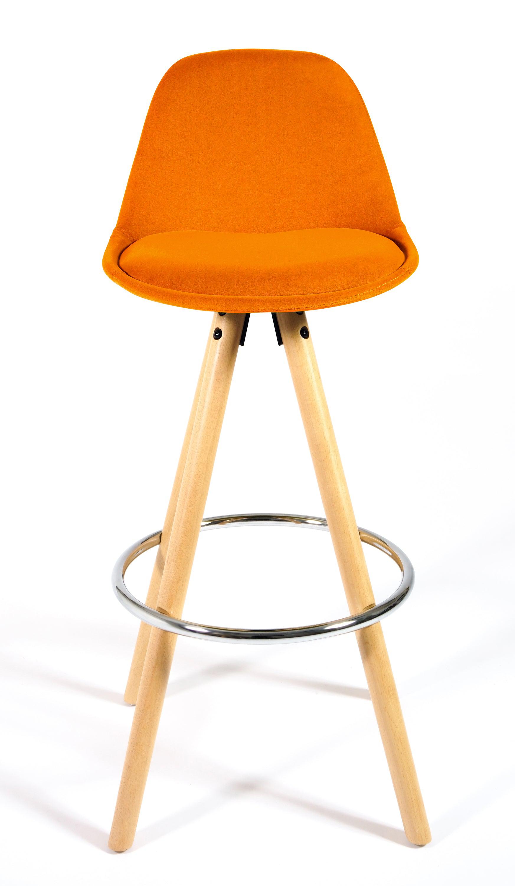 Barcelona Bar Stools Matte Velvet - Terracotta Orange Clearance
