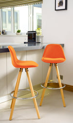 Barcelona Bar Stools Matte Velvet - Terracotta Orange Clearance