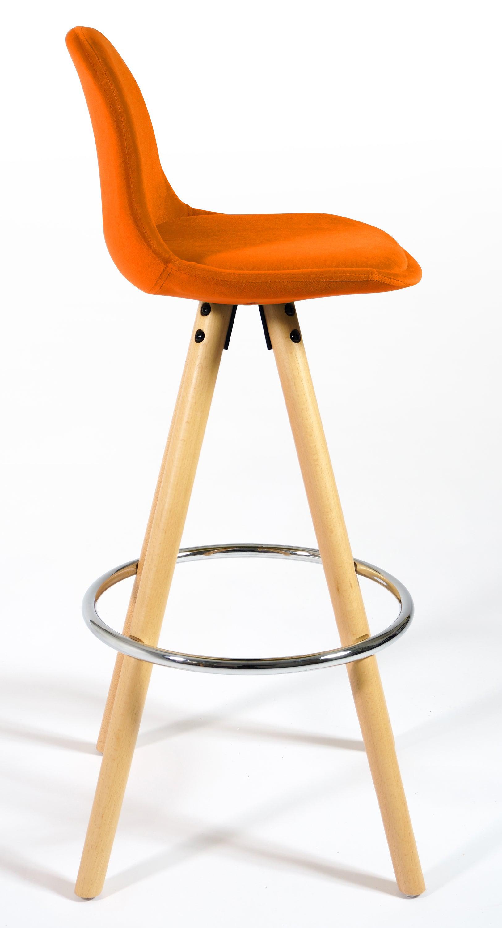Barcelona Bar Stools Matte Velvet - Terracotta Orange Clearance
