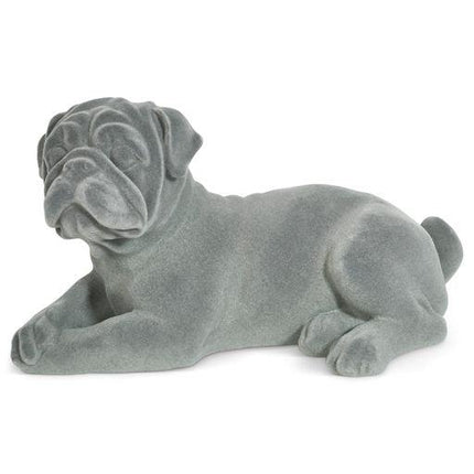 Pug Figurine - Grey Velvet - Lying-5010792476544-Bargainia.com