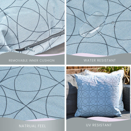 Blue Geometric Outdoor Garden Cushion - 42 x 42cm-8713229053659-Bargainia.com