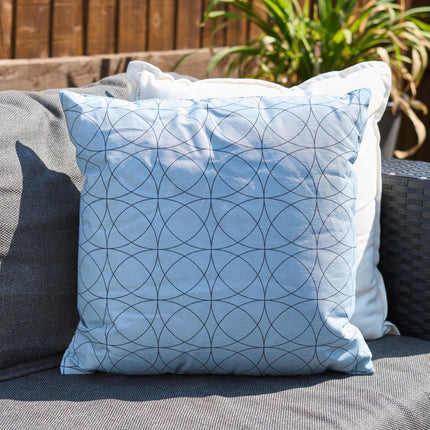 Blue Geometric Outdoor Garden Cushion - 42 x 42cm-8713229053659-Bargainia.com