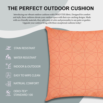 Coral Geometric Outdoor Garden Cushion - 42 x 42cm-8713229053635-Bargainia.com