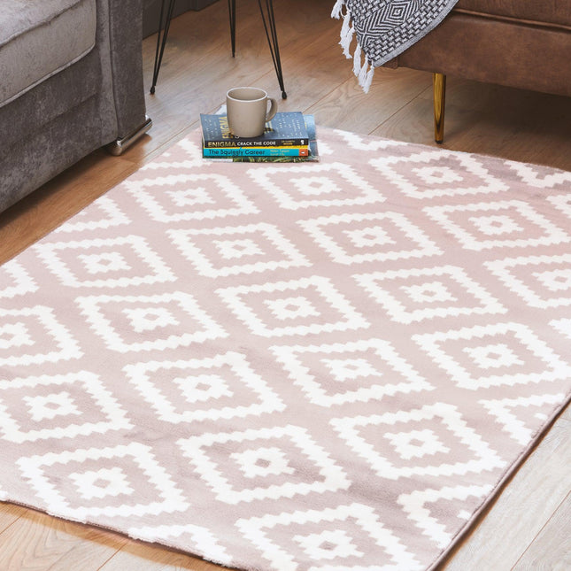 Pink Modern Tiles Motif Rug - Plus-Bargainia.com