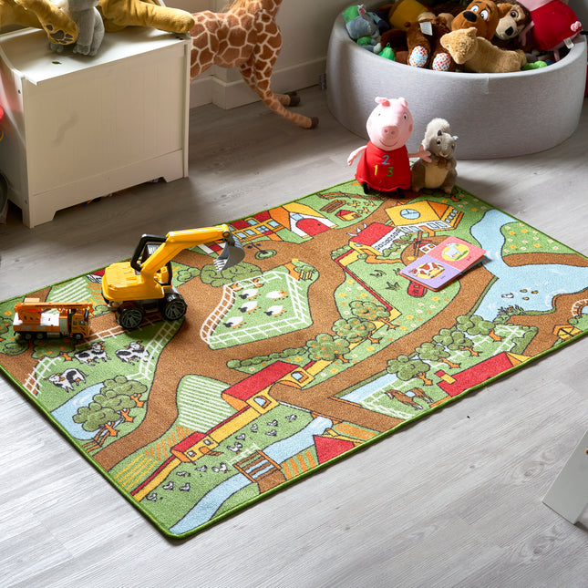 Farm Play Mat Nursery Play Room Non Slip Rug