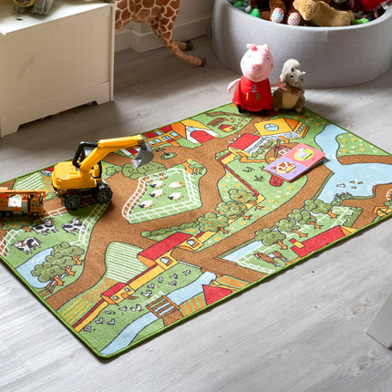 Farm Play Mat Nursery Play Room Non Slip Rug