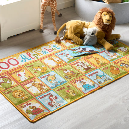 Zoo Alphabet Play Mat Nursery Play Room Non Slip Rug