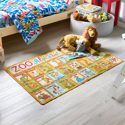 Zoo Alphabet Play Mat Nursery Play Room Non Slip Rug