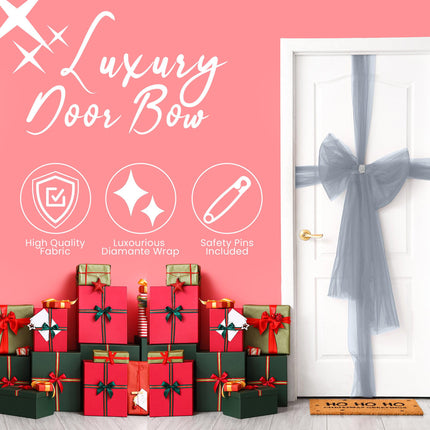 Luxury DIY Door Bow With Insert - Silver-5050565493330-Bargainia.com