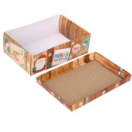 Wooden Effect Festive Parcel Christmas Eve Box - Assorted Sizes