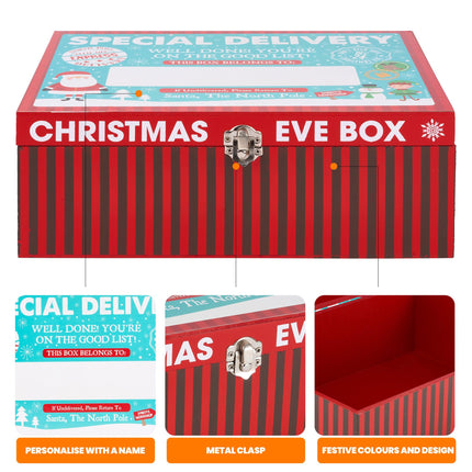 Wooden Christmas Eve Gift Box With Write On Panel - 30 x 20 x 12cm-5050565491305-Bargainia.com