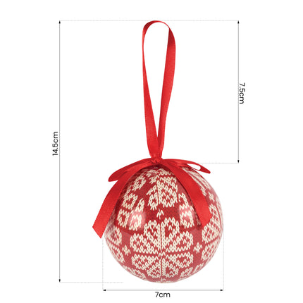 Set of 6 Christmas Baubles - Red Knit Look-5050565416797-Bargainia.com