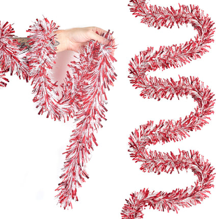 Red/White Candy Mix Tinsel - 2M-5050565540164-Bargainia.com