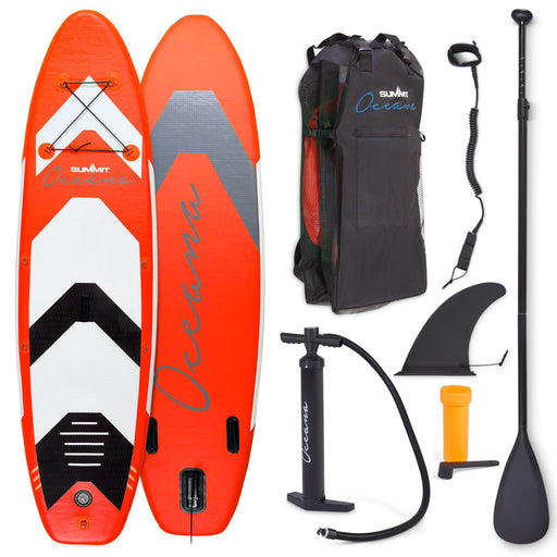Summit Oceana 10ft Inflatable SUP Paddle Board & Kit - Red-Bargainia.com