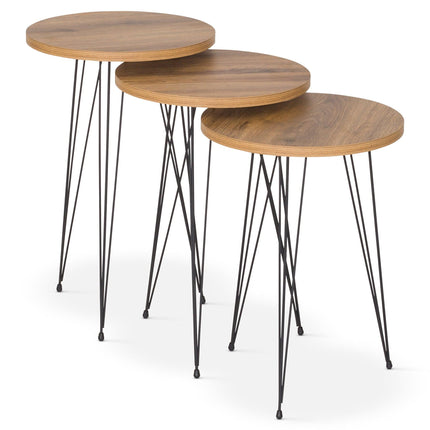 Terek Set Of 3 Round Side Tables - Atlantic Pine-5056536101235-Bargainia.com
