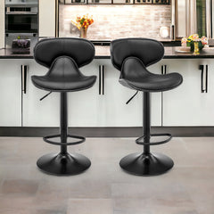 Milan 360° Swivel Adjustable Breakfast Bar Stools - Black-5056536109965-Bargainia.com