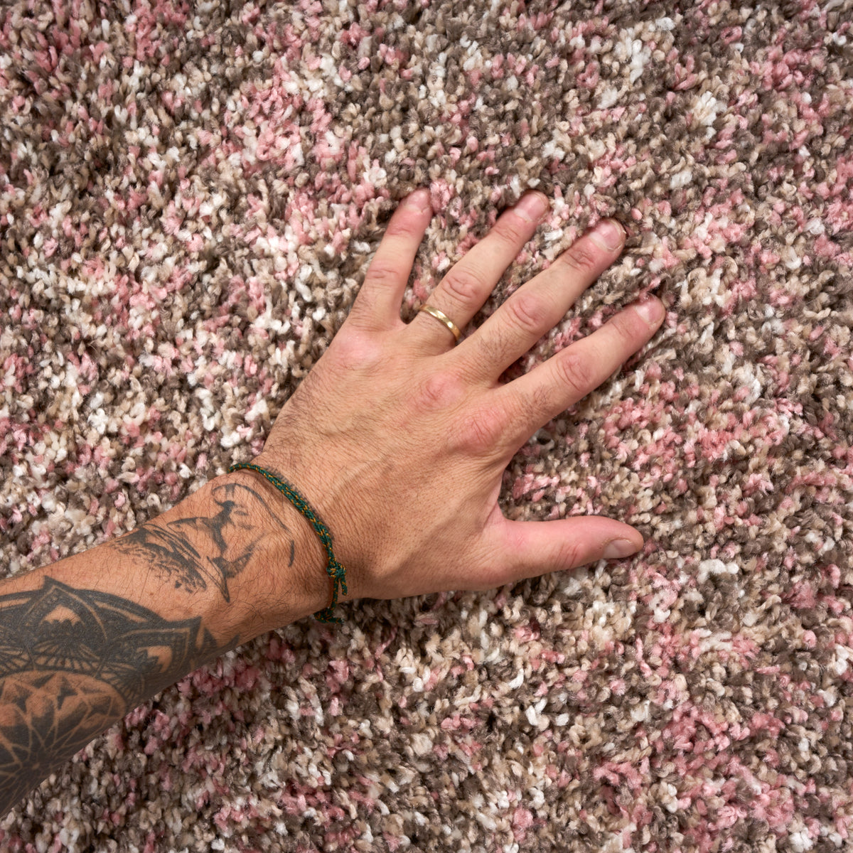 Pink & Brown Blend Shaggy Rug - Enjoy