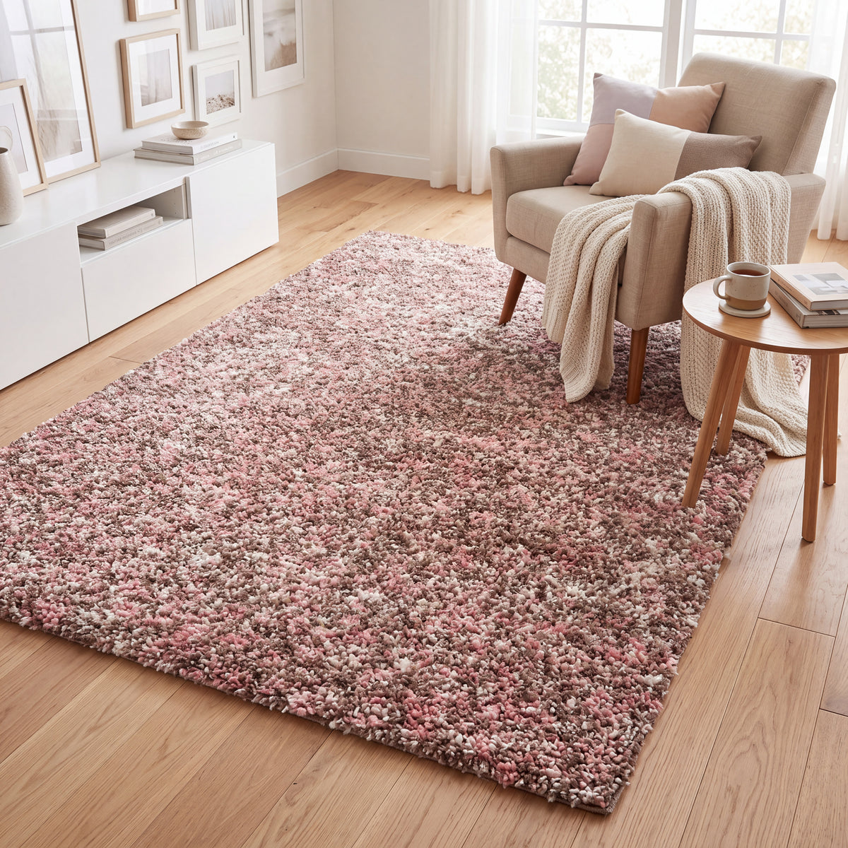Pink & Brown Blend Shaggy Rug - Enjoy