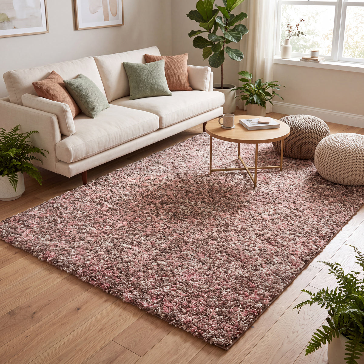 Pink & Brown Blend Shaggy Rug - Enjoy