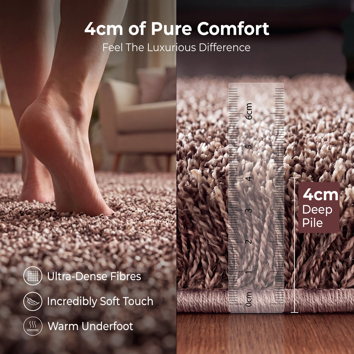 Enjoy Rose Pink Mottled Shaggy Rug, Thick 40mm Pile, Non-Shedding Polypropylene, Hessian Backed, Multiple Sizes