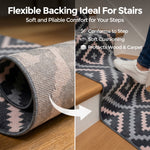 Texas Pink and Grey Geometric Tile Stair Runner, Hessian Backed Hallway Runner, 60cm Wide, 9mm Low Pile, Custom Lengths