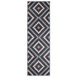 Texas Pink and Grey Geometric Tile Stair Runner, Hessian Backed Hallway Runner, 60cm Wide, 9mm Low Pile, Custom Lengths