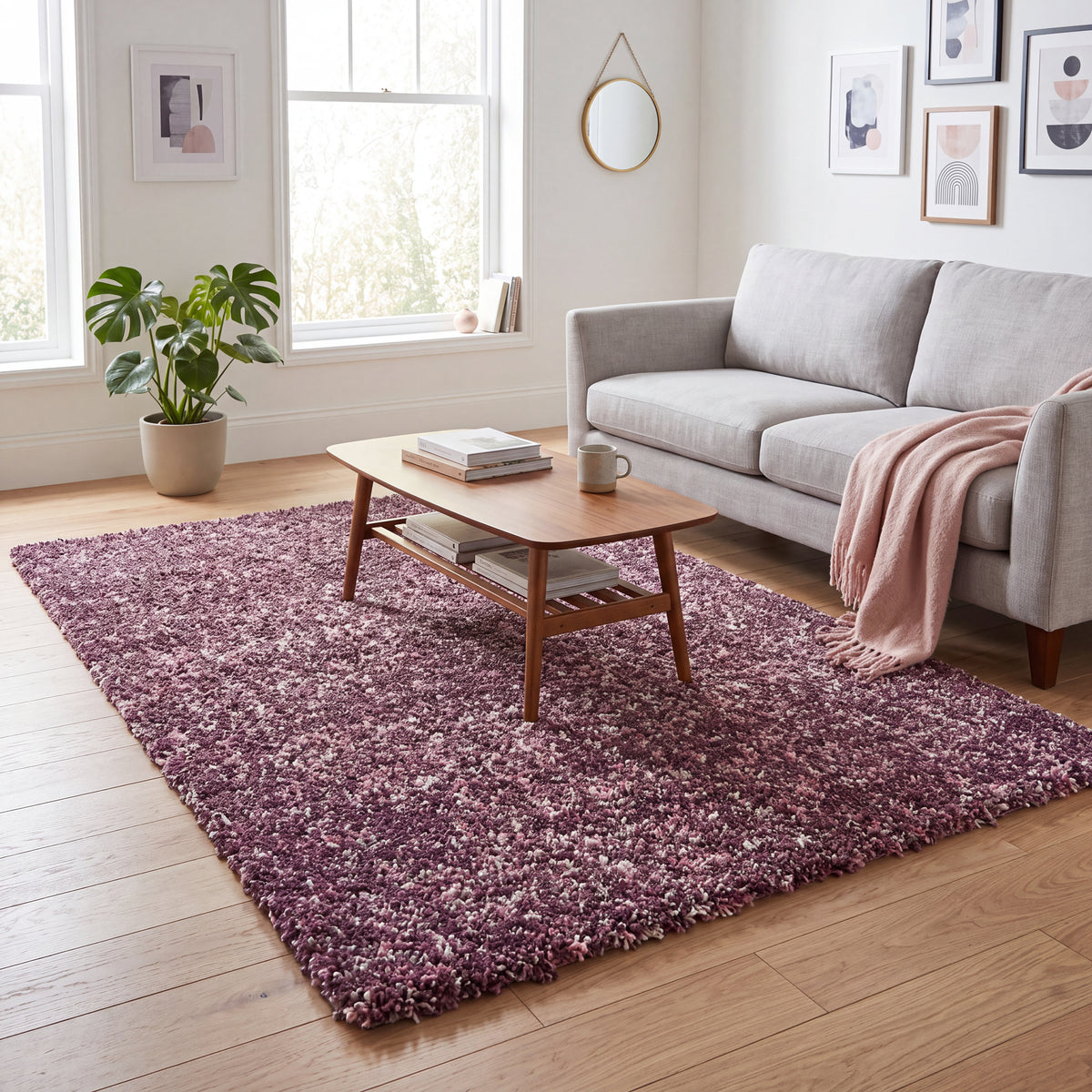 Pink & Purple Blend Shaggy Rug - Enjoy