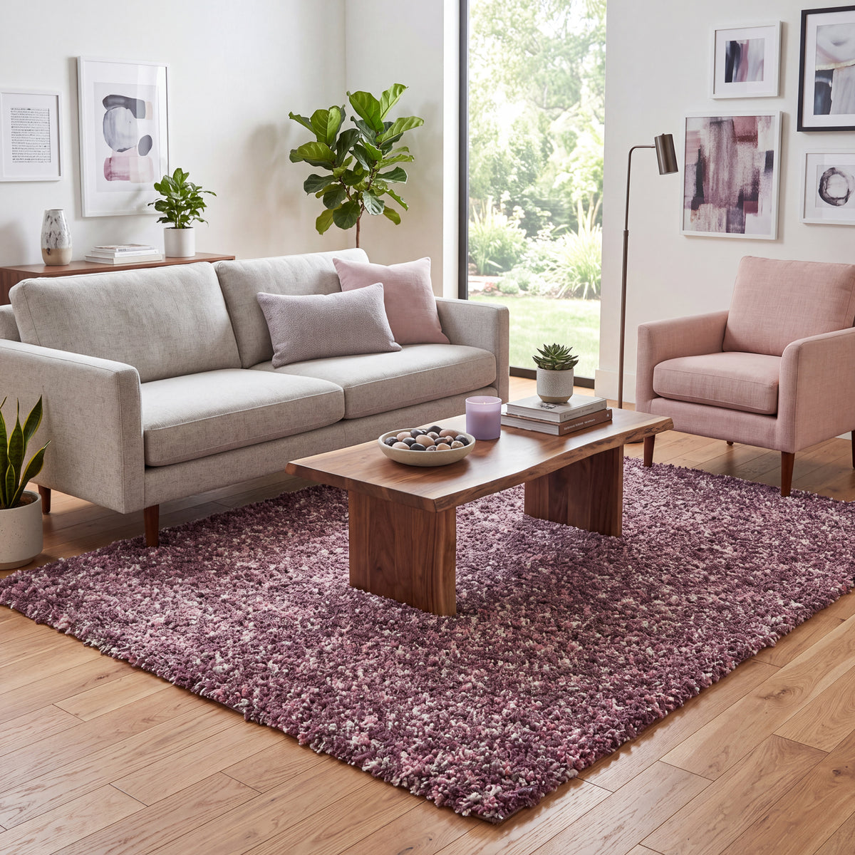 Pink & Purple Blend Shaggy Rug - Enjoy
