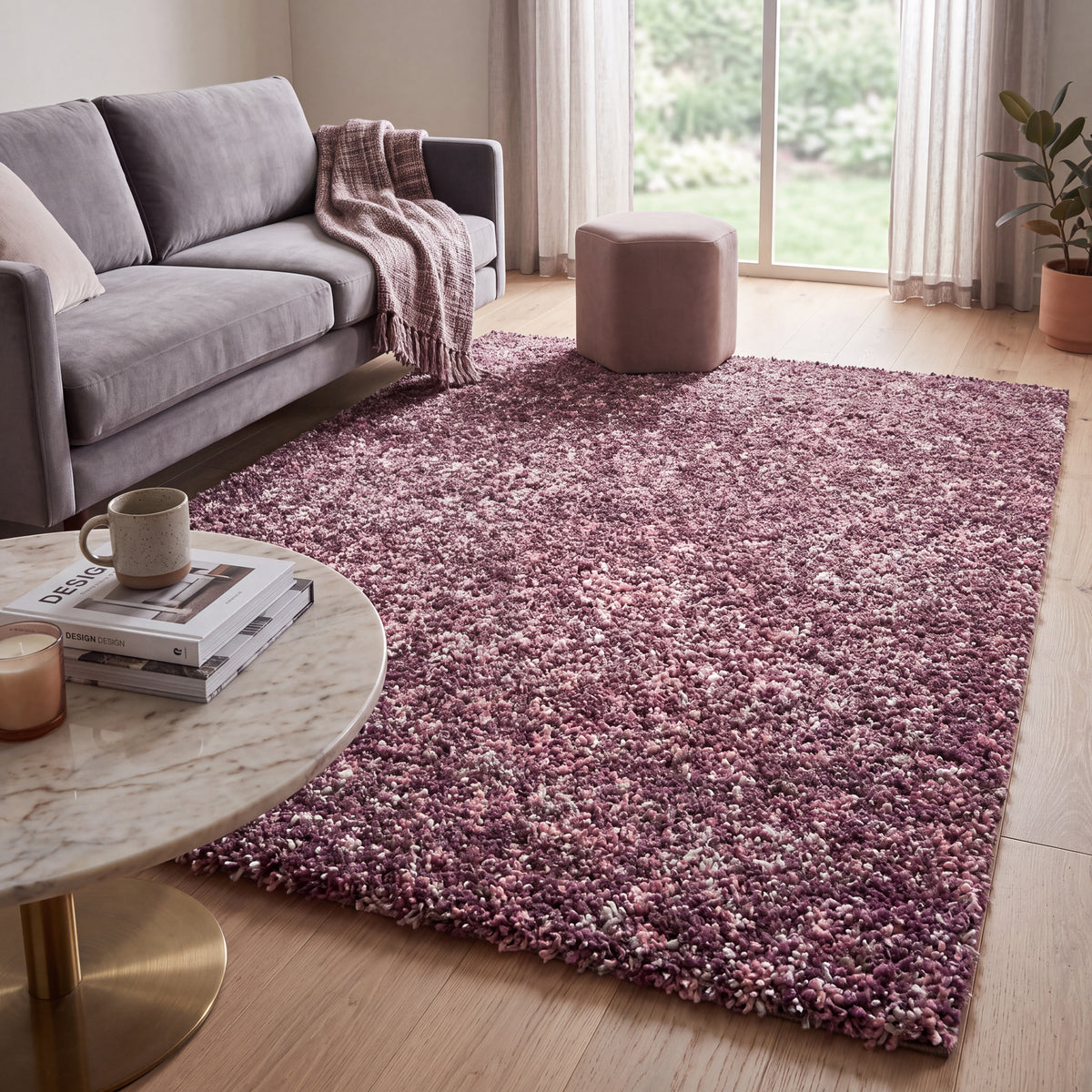 Pink & Purple Blend Shaggy Rug - Enjoy