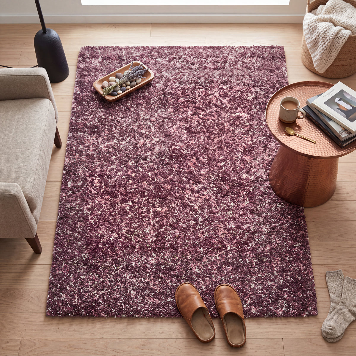 Pink & Purple Blend Shaggy Rug - Enjoy