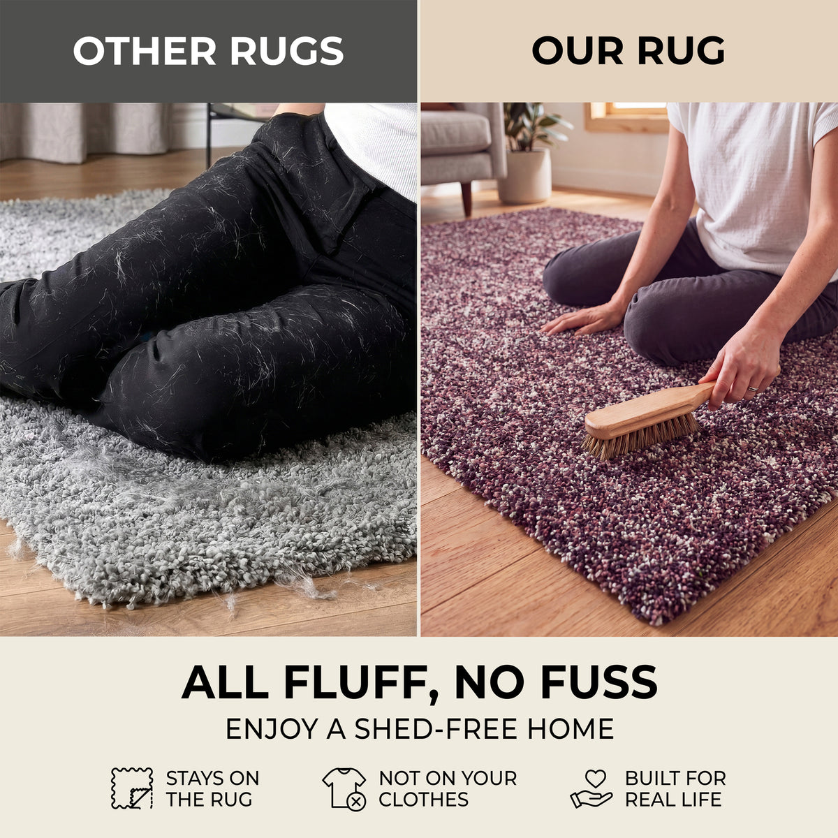 Enjoy Pink Mottled Shaggy Rug, Thick 40mm Pile, Non-Shedding Polypropylene, Hessian Backed, Multiple Sizes