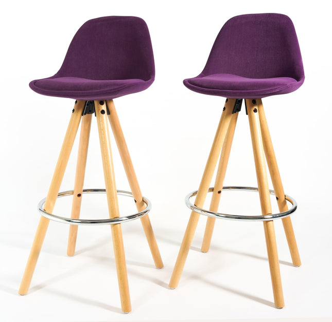 Barcelona Bar Stools - Set Of 2 - Purple-5056150252849-Bargainia.com