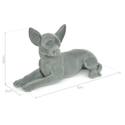 Chihuahua Figurine - Grey Velvet - Lying-5010792476513-Bargainia.com