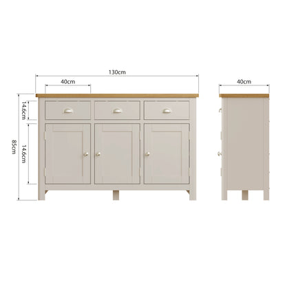 Maya Dove Grey Oak 3 Door Sideboard