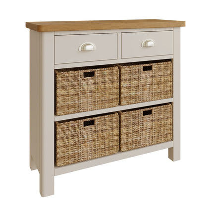 Maya Dove Grey Oak 2 Drawer 4 Basket Sideboard