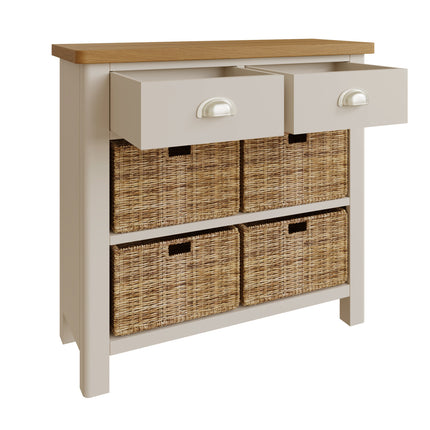 Maya Dove Grey Oak 2 Drawer 4 Basket Sideboard