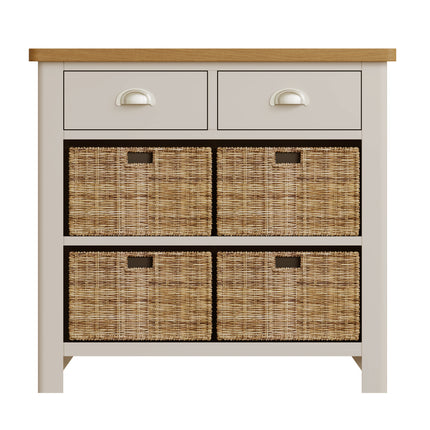 Maya Dove Grey Oak 2 Drawer 4 Basket Sideboard