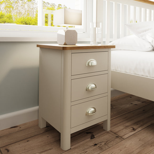 Maya Dove Grey Oak 3 Drawer Bedside Table