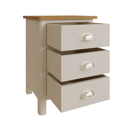 Maya Dove Grey Oak 3 Drawer Bedside Table