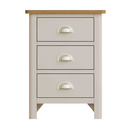 Maya Dove Grey Oak 3 Drawer Bedside Table