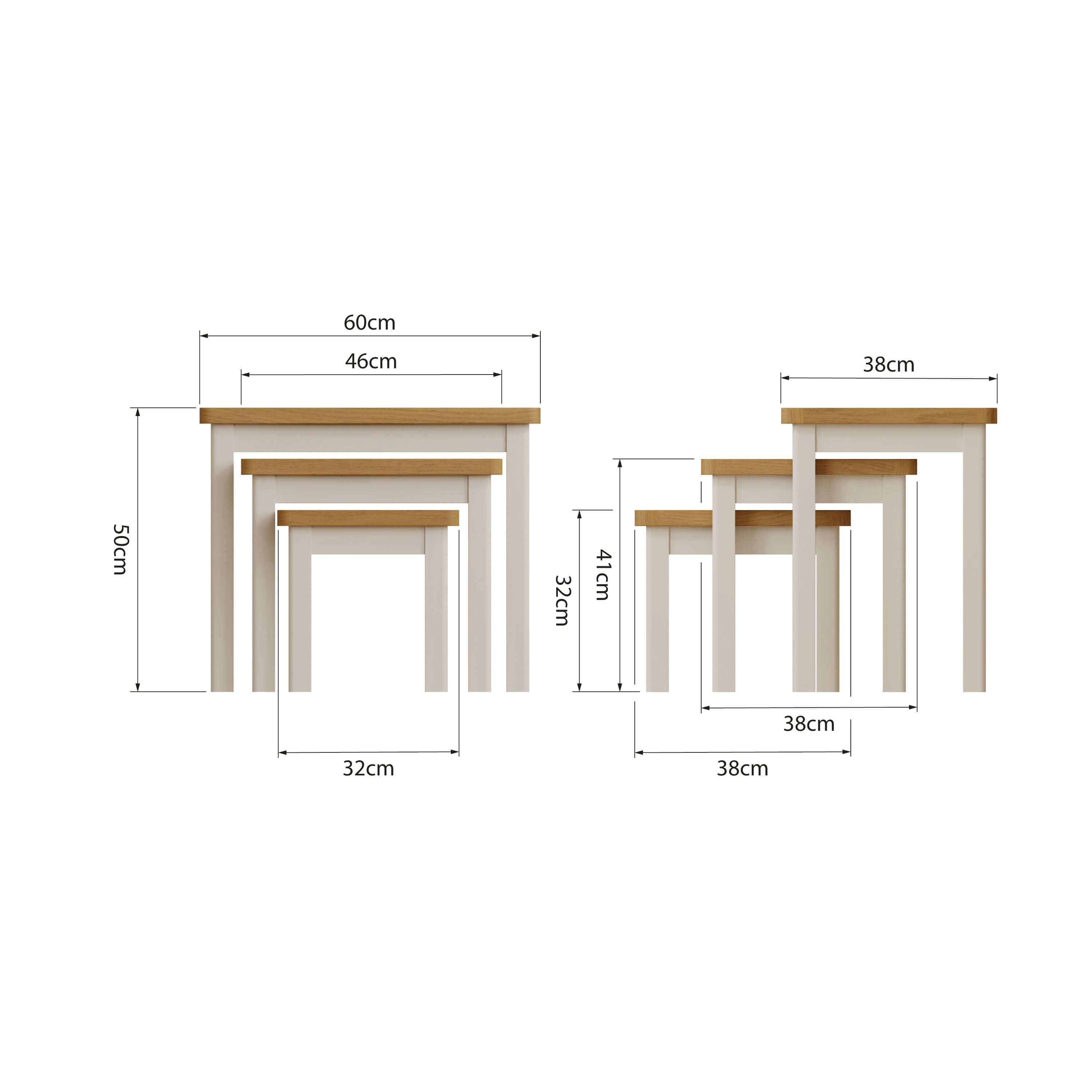 Maya Dove Grey Oak Nest Of 3 Tables Oak Furniture at Bargainia