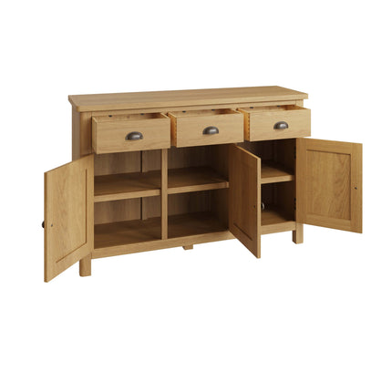 Clara Rustic Oak 3 Drawer & Door Sideboard